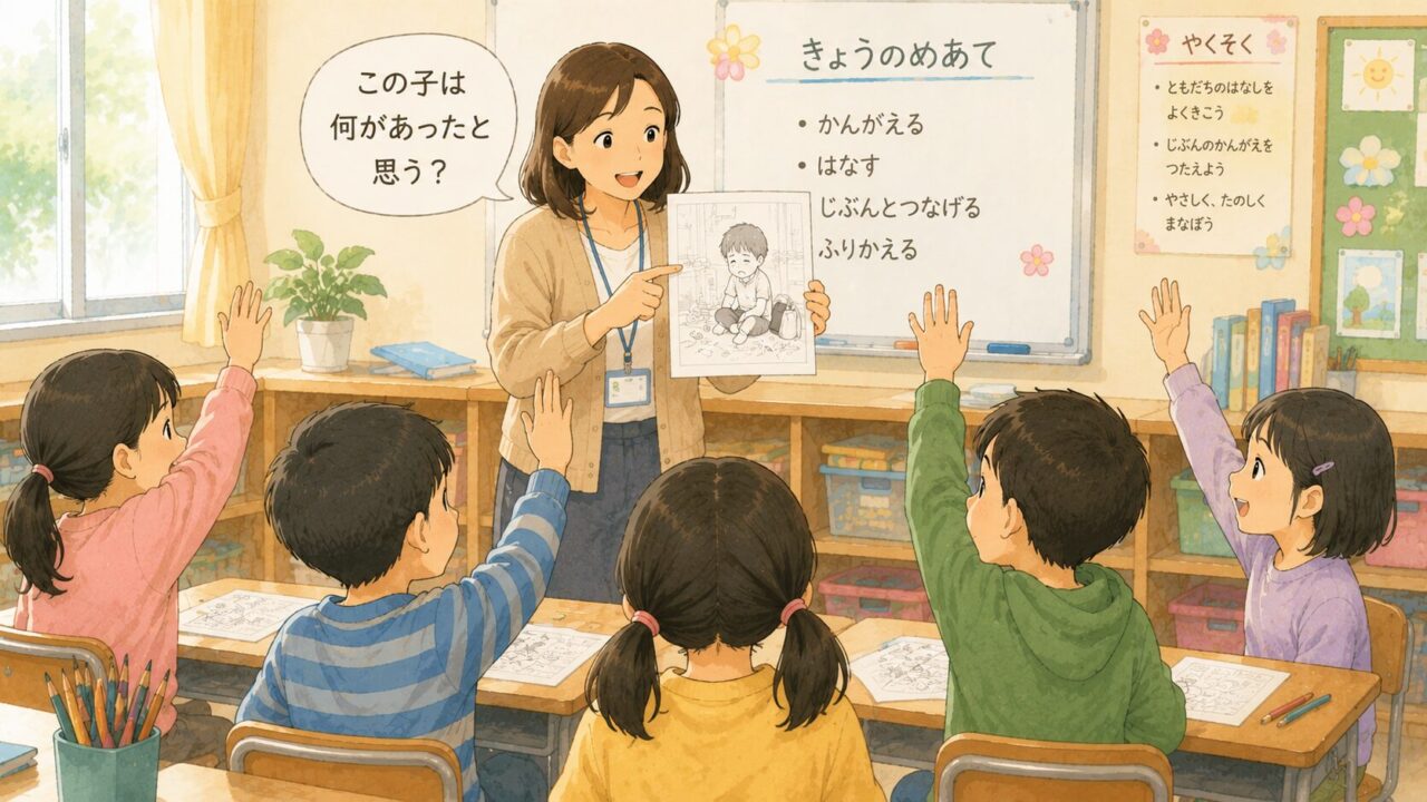 教師が子どもに問いかける場面