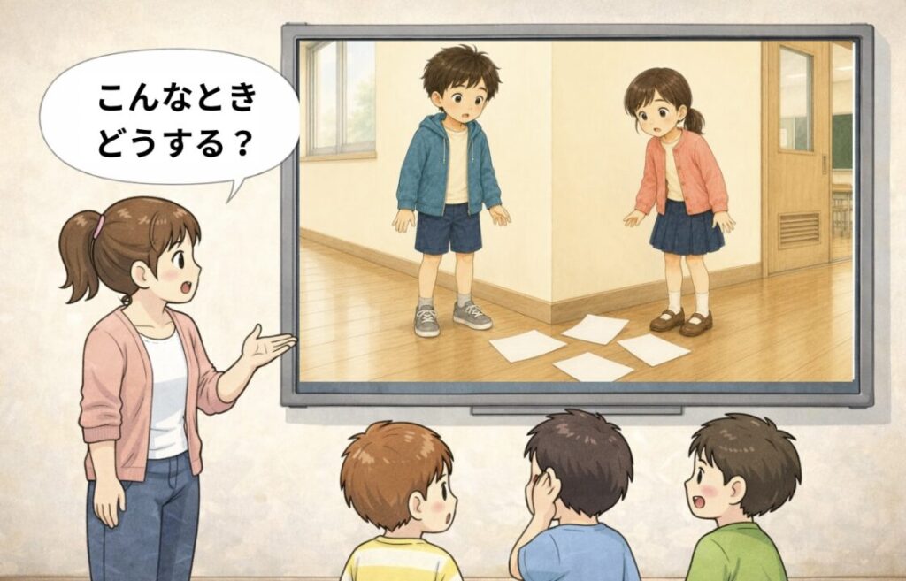 SSTの場面イラストを大きく提示した例