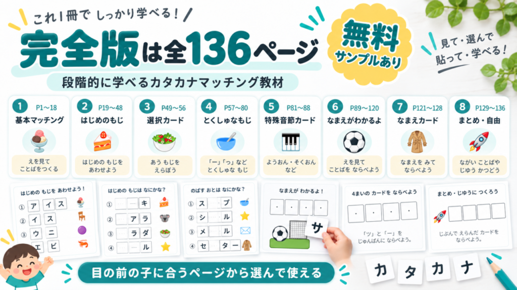 全136ページのカタカナマッチング教材完全版