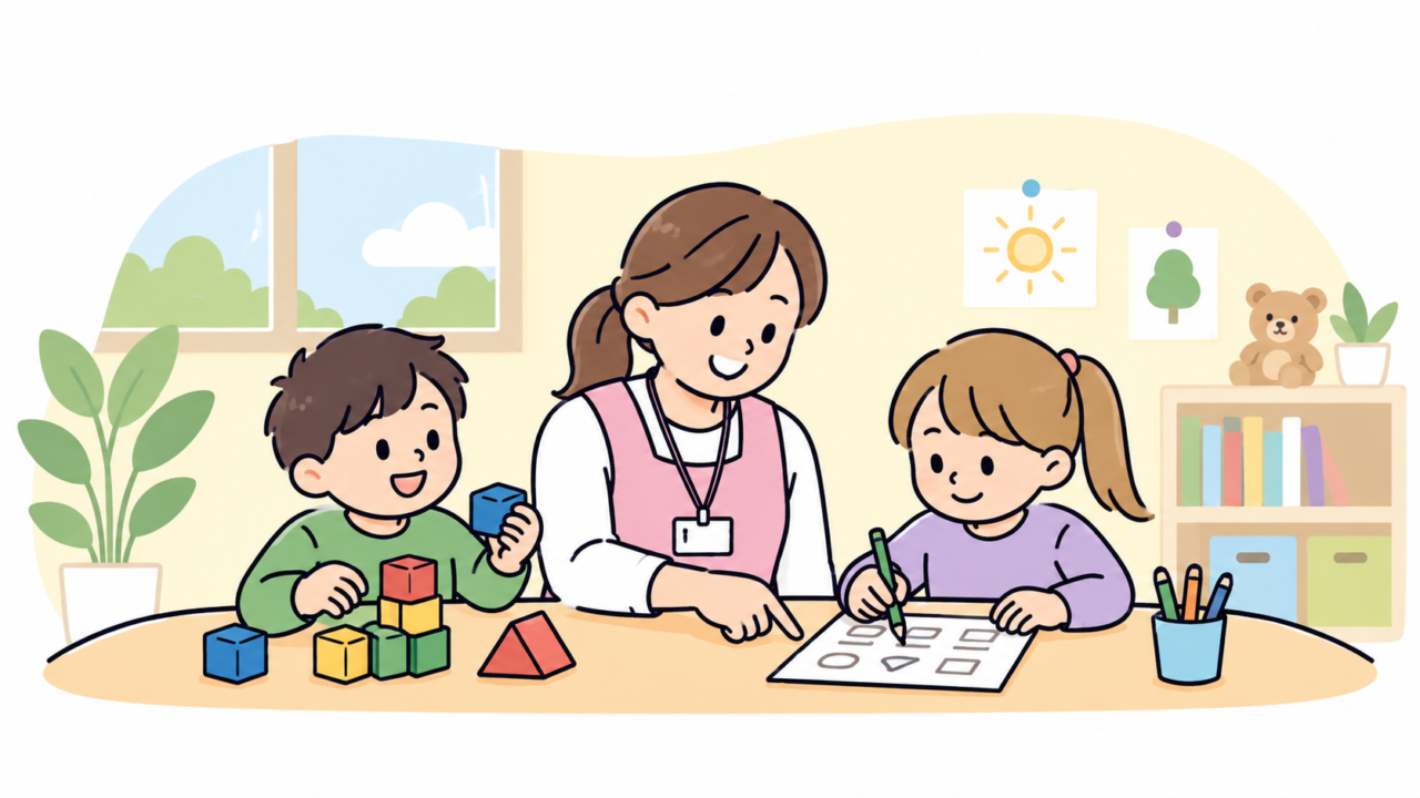 放課後等デイサービスで子どもを支援する職員