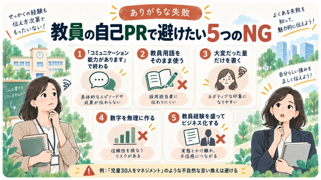 教員の転職自己PRで避けたい5つのNG例