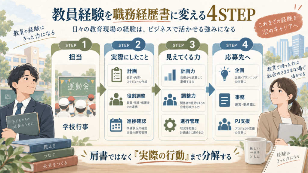 教員経験を職務経歴書に変える4ステップ