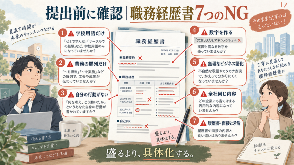 教員の職務経歴書で避けたい7つのNG